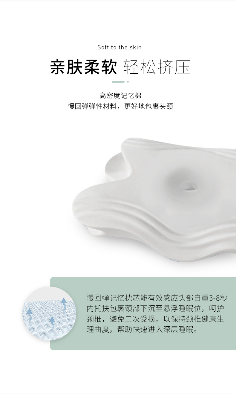 亚马逊记忆枕枕头高睡不塌记忆棉枕头a类蝶形枕护颈枕慢回弹针织详情8
