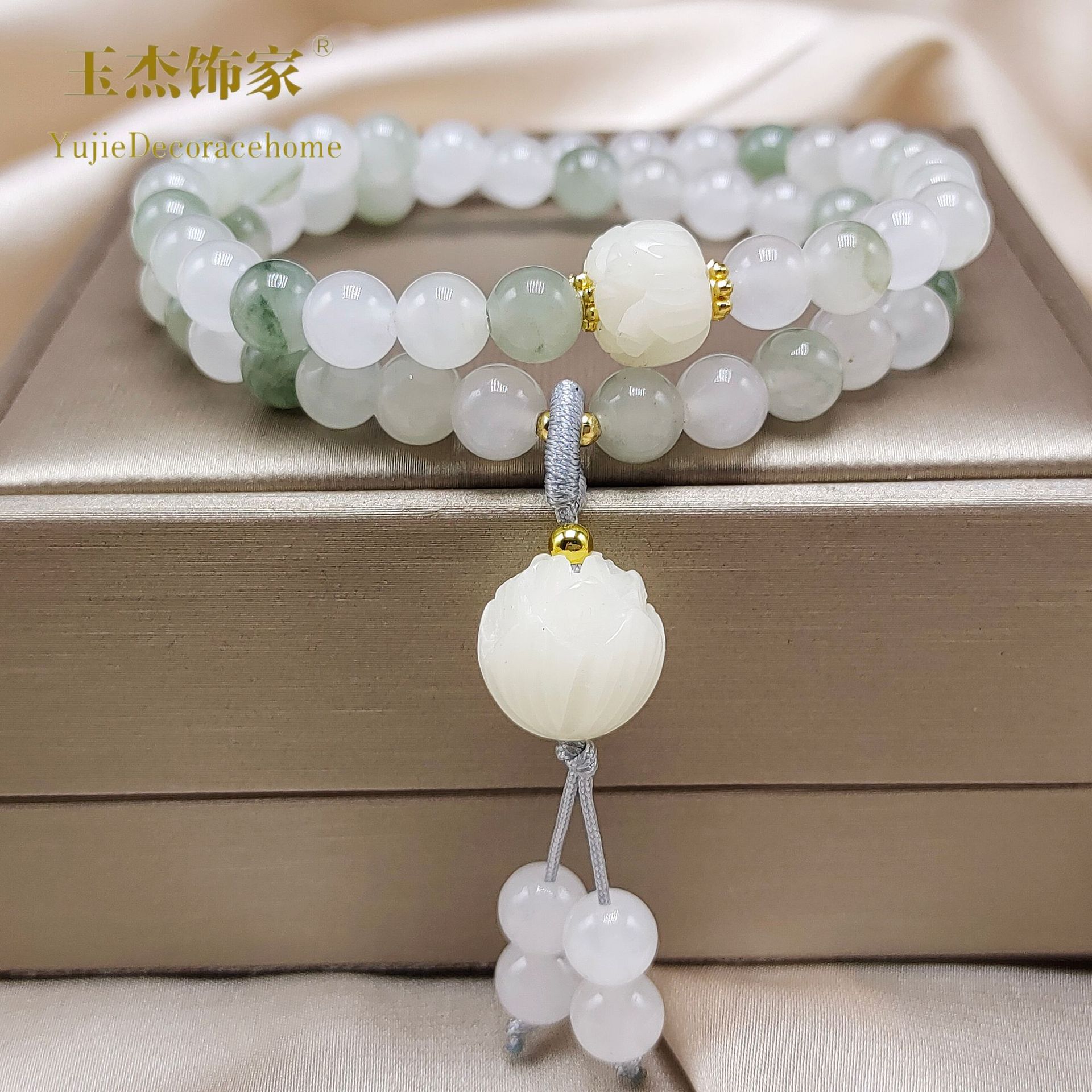 Chinese-style double-ring Tianshan jade bracelet for women, a niche, light luxury and high-end jade bracelet, simple and elegant, versatile accessory pic 12