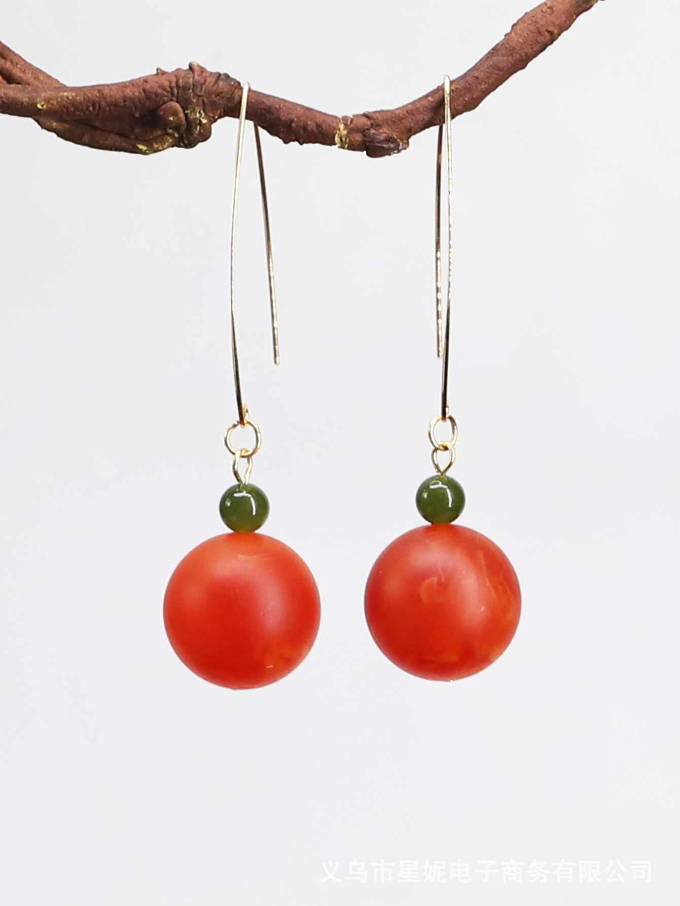 Trendy and personalized beeswax balls, Dongling jade ear hook long creative long hook earrings, ethnic style accessories, female Internet celebrity charm pic 7