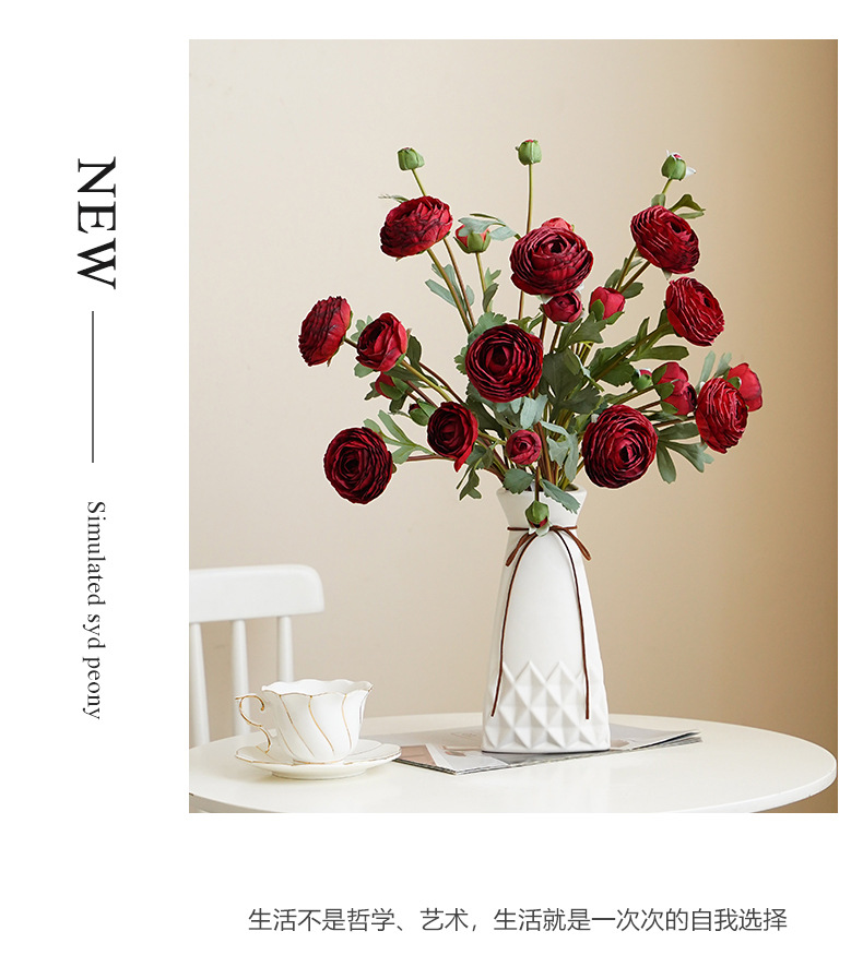 仿真3枝扎束洋牡丹9头小清新家居装饰插花摄影道具毛线花批发工艺品创意礼品详情20