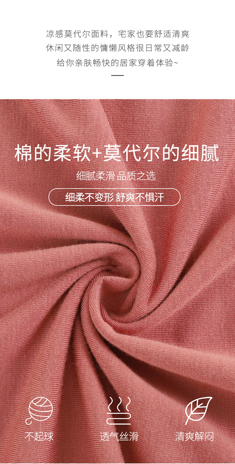 妈妈睡衣女夏季莫代尔短袖七分裤薄款中老年加大码宽松家居服套装详情3