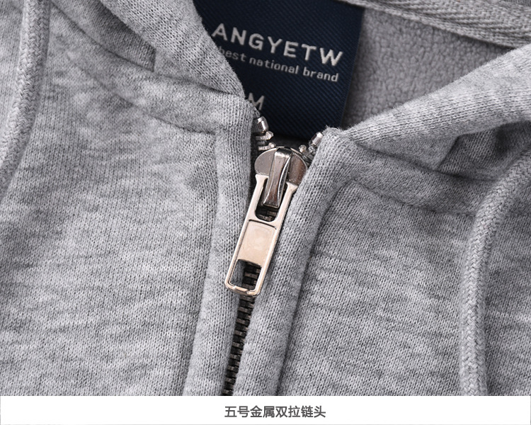 美式重磅奥粒绒外套男秋冬加绒加厚保暖拉链开衫休闲纯色连帽卫衣详情13