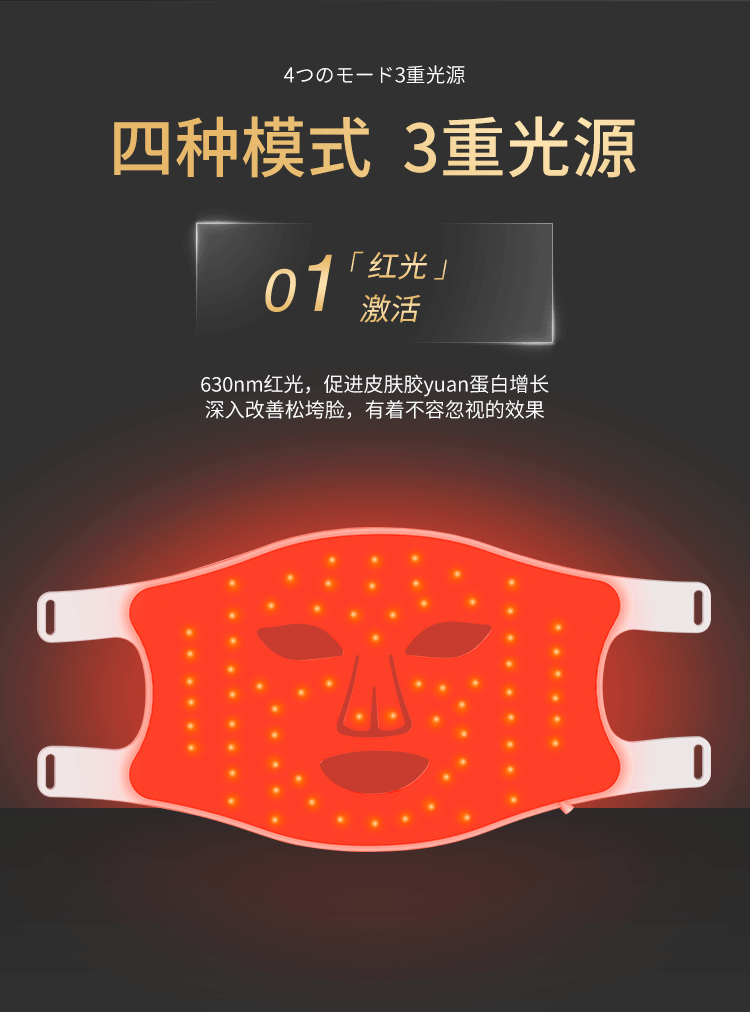 新款硅胶光疗面膜仪 家用LED光子嫩肤面罩红外彩光美容仪光子面罩详情12
