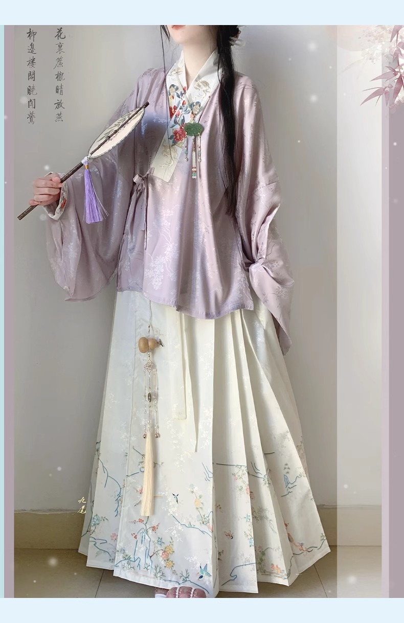 国潮明制原创新款汉服女中国风对交穿交领短衫马面裙春季款两件套详情13