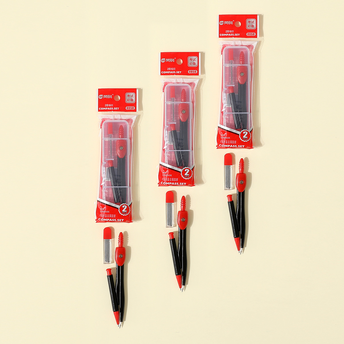 学生圆规套装，金属圆规批发带铅芯几何绘图工具考试画图详情8