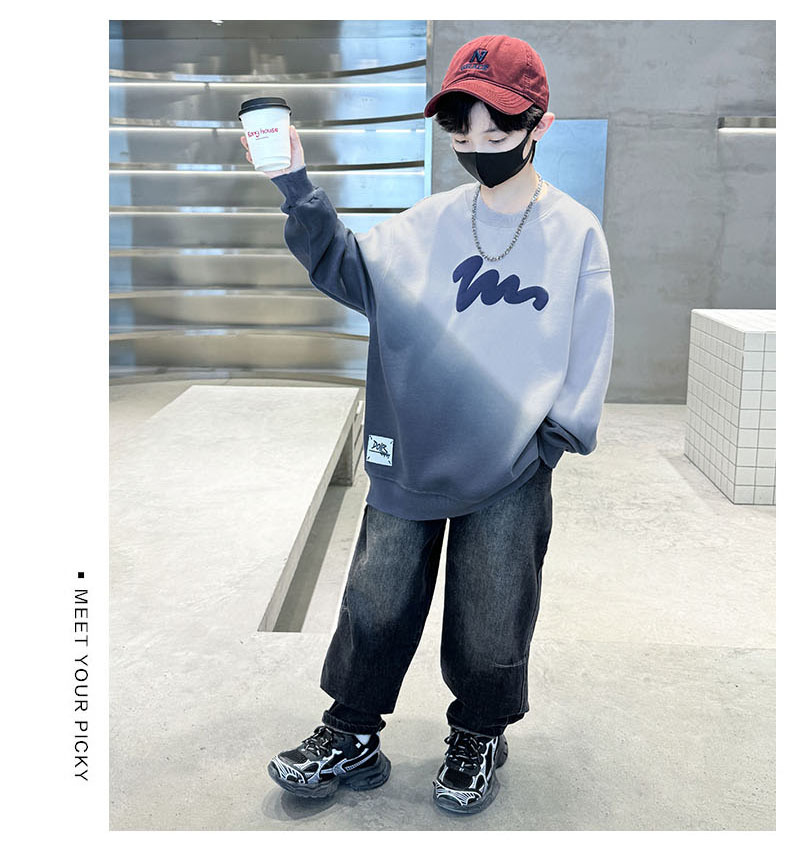 男童卫衣长袖秋装扎染新款字母印花学生帅气中大童春秋季上衣男孩详情8