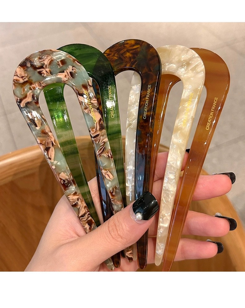 U-shaped hairpin, a high-end female style, a new Chinese-style updo hairpin, a simple and modern daily fixed hairpin pic 2