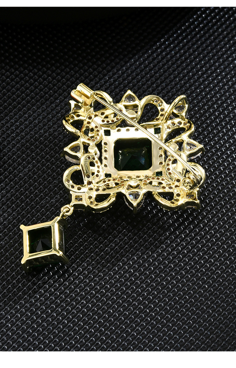 新款复古绿色花朵胸针男女ins西装胸花绿色水滴配饰开衫别针详情17