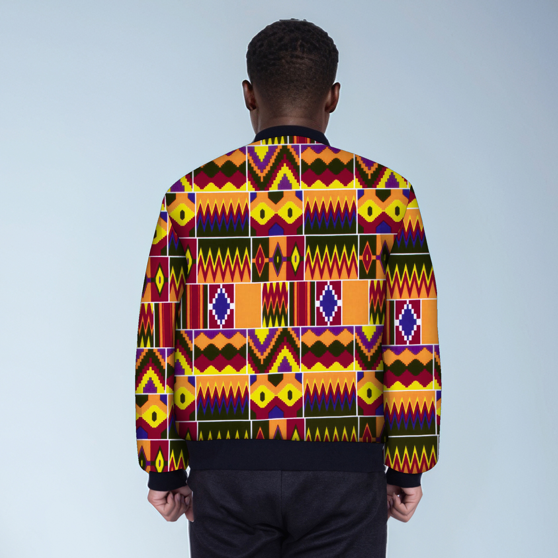 抽象图案加厚夹克男宽松潮流休闲外套春秋季穿搭详情12