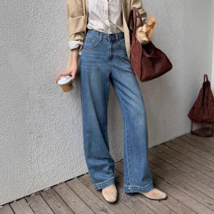 云长 天丝莱赛尔棉牛仔裤女2025秋季新款直筒裤子休闲长裤 K0007详情8