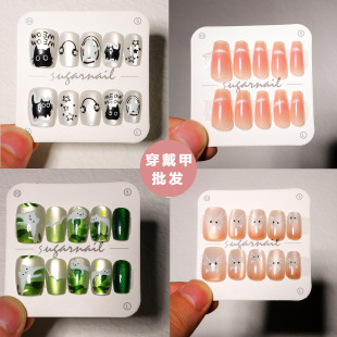 美甲新款晶石猫眼穿戴甲高级感手工美甲甲片10片装分码穿戴甲批发详情5
