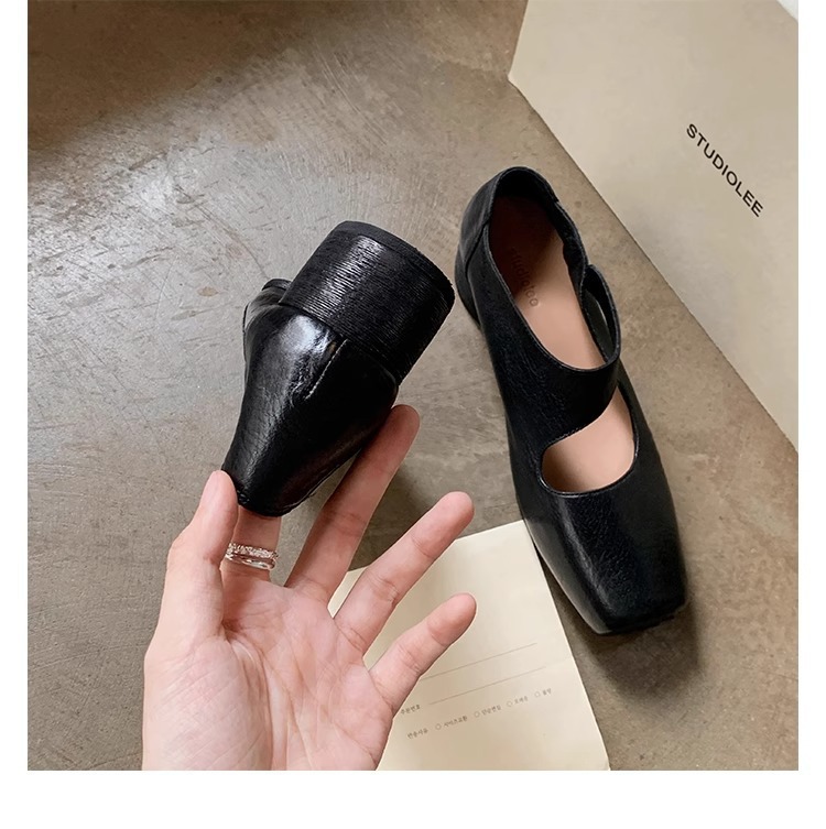 软羊皮~法式方头粗跟玛丽珍鞋女秋复古猪鼻子芭蕾鞋女小皮鞋单鞋详情37