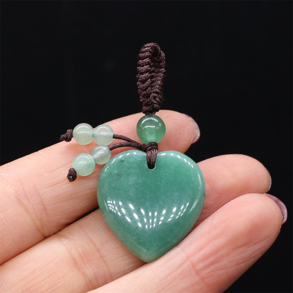 Natural stone heart-shaped semi-precious stone keychain DIY accessory heart-shaped keychain fashion dress accessory chain pic 27