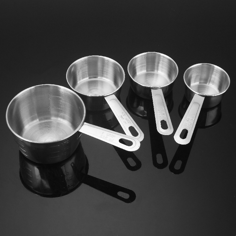 A set of 4 stainless steel measuring cups with scales, dessert coffee milk powder measuring spoons, baking utensils, 60ml-235ml pic 7