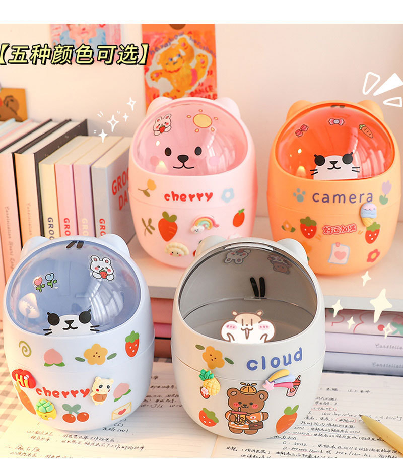 Desktop trash can, student desk storage bucket, office mini cute bear, Internet celebrity trash can, garbage bag pic 3