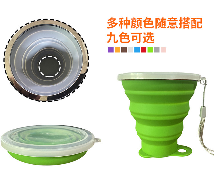 180ml folding cup, food-grade stretchable silicone folding water cup, portable portable cup, multiple colors in stock factory pic 16