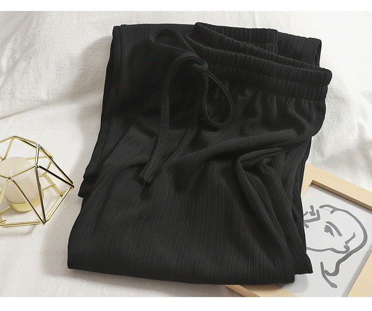 150小个子夏季薄款冰丝阔腿裤女垂感八分裤145直筒宽松白色休闲裤详情9