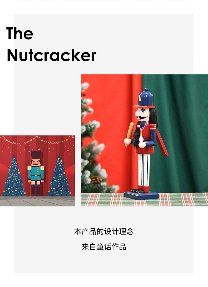 Cross-border in-stock ornaments 36CM firefighter nutcracker wooden handicrafts Christmas ornaments professional new products pic 2