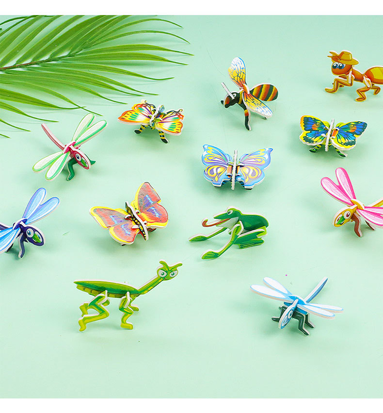 Puzzle de insectos estereoscópicos diy stereo dinosaurio tanque rompecabezas hecho a mano juguetes para niños regalos de jardín de infantes al por mayor pic 5