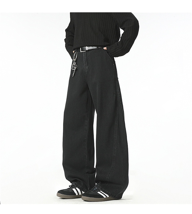 Custom-made 2026 Spring new denim blue jeans for men, American streetwear brand, retro scimitar pants, straight-leg trousers pic 19