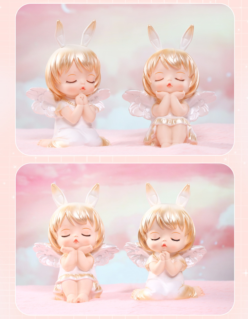 Annie Baby Gilded Vinyl Piggy Bank desktop, Large home entrance decoration, cute Angel Resin handicraft pic 9