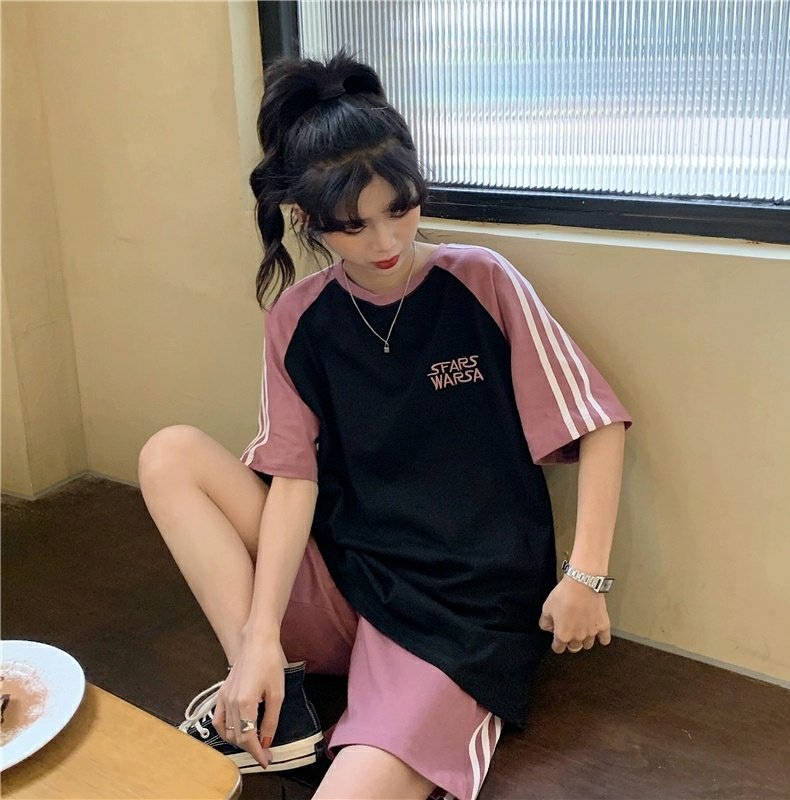 夏季跑步中考初中短袖休闲运动服套装女宽松短裤体育考试五分裤详情16