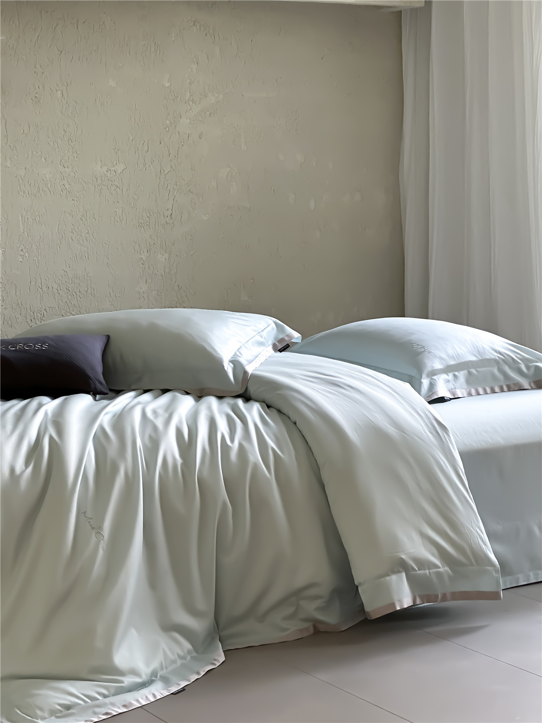 Minimalist style 100-count ultra-fine denier Tencel cotton four-piece set, high-end and silky smooth naked sleeping grade bedding pic 13