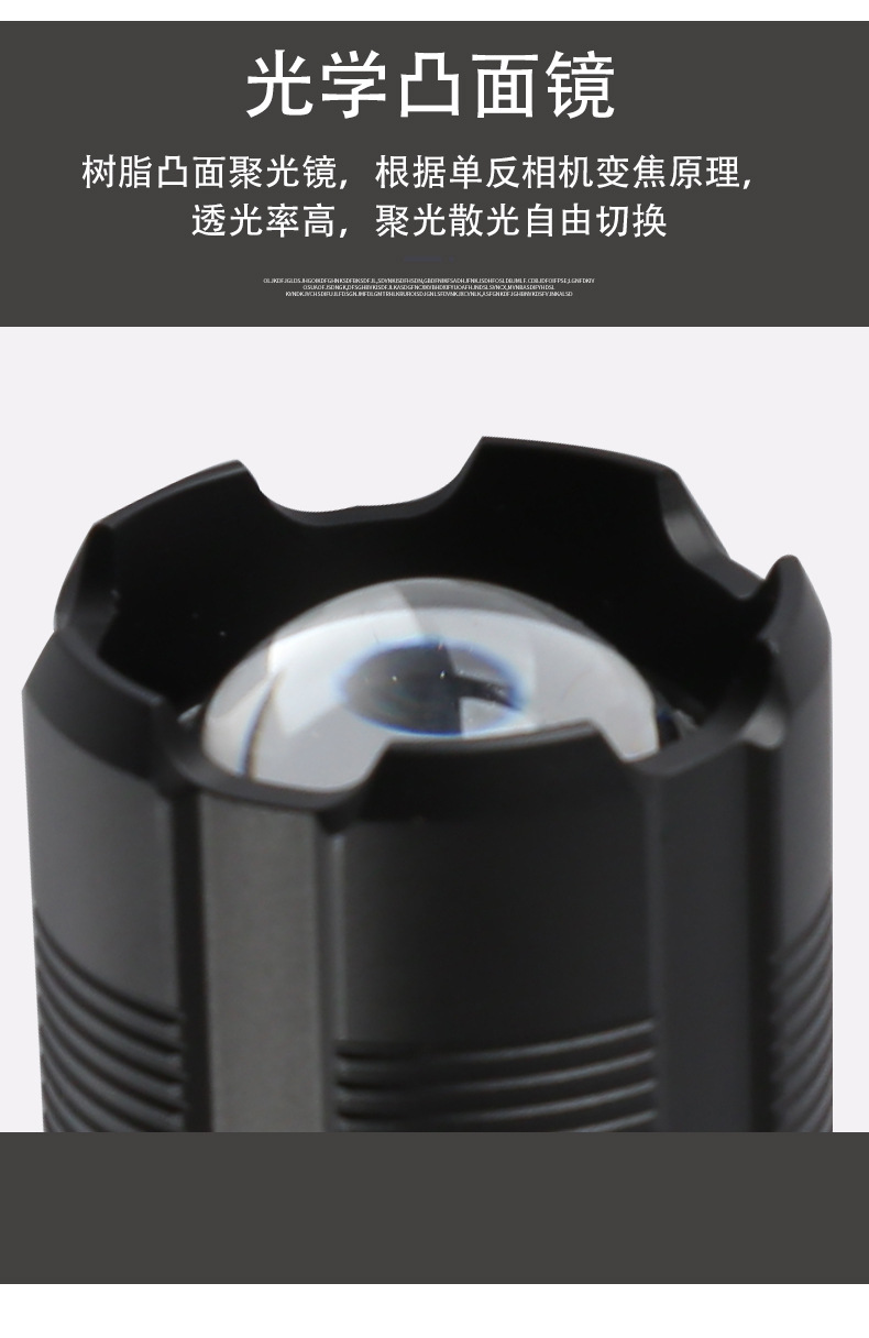 跨境新款XHP50远射USB充电便携手电COB聚光手电户外强光变焦电筒详情18