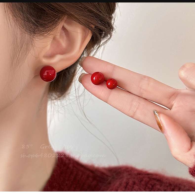 Shi Family Cherry Blossom Pink steamed bun Pearl Earrings for women, pure silver, high-end and simple earrings, mid-to-high-end wholesale accessories in Yiwu pic 19