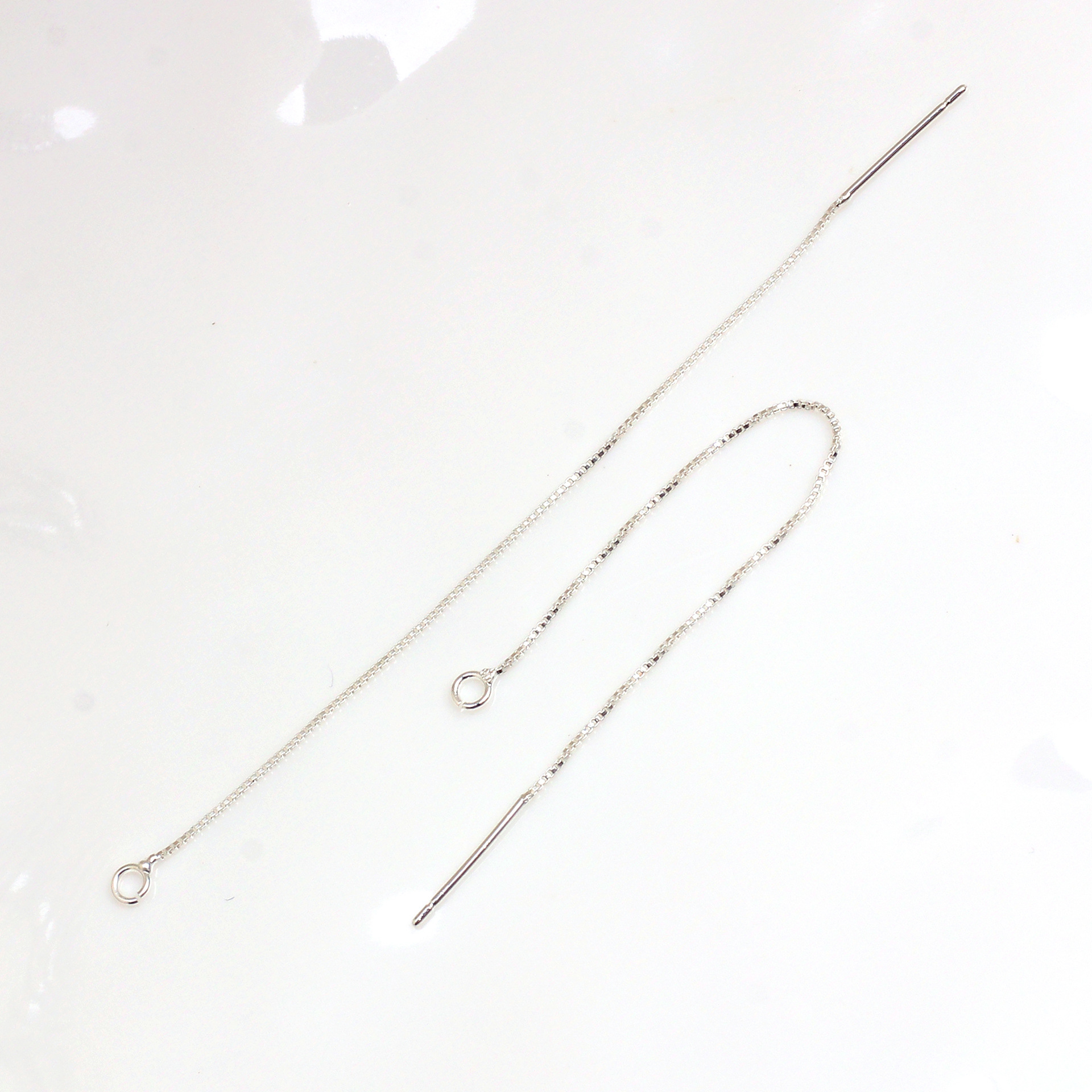 14K copper-plated real gold color-preserving box chain earring wire earrings chain earpins welded flat chain earrings accessories pic 8