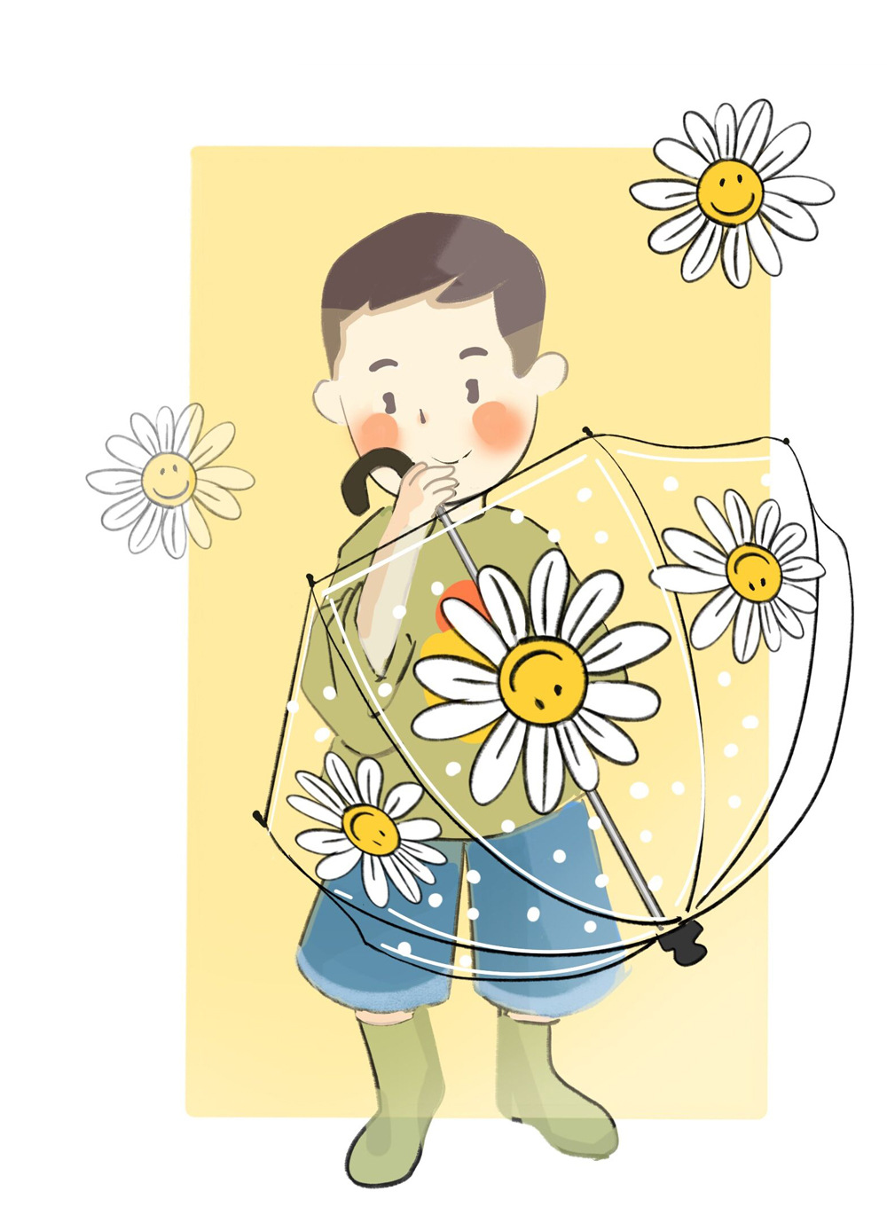 ins火热新款太阳花儿童雨伞卡通向日葵图案纤维骨幼儿园伞现货批详情6