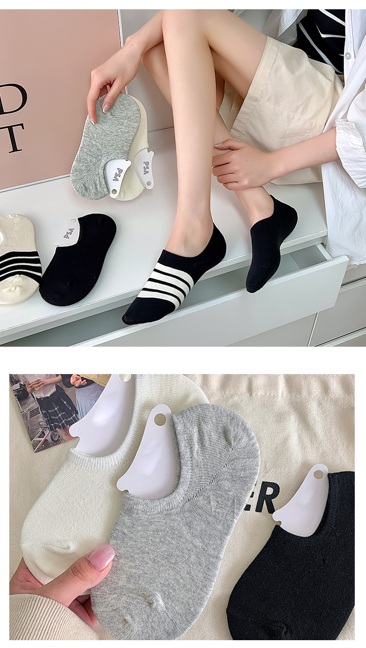 船袜女日系夏季薄款纯色棉质黑白浅口隐形袜硅胶防滑女士袜子详情8