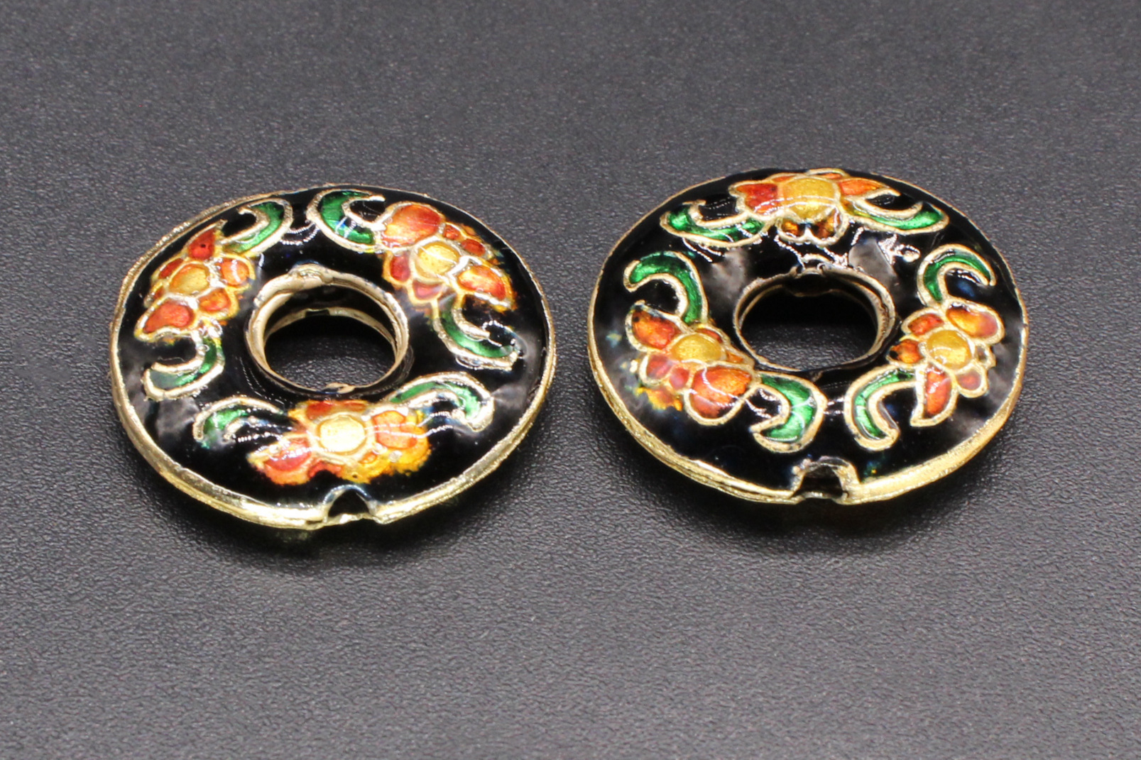 Traditional high-temperature enamel mechanism silver-blue ancient-style jewelry accessory, back cloud partition bead cloisonne 22mm peace pendant pic 10