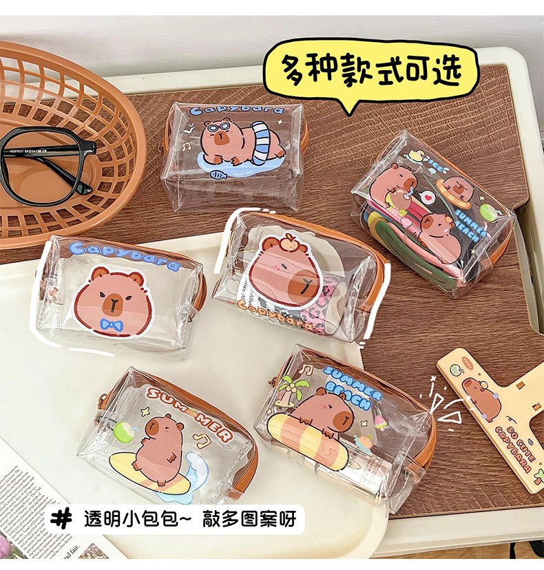 卡皮巴拉零钱包可爱水豚硬币收纳包学生透明零钱袋PVC迷你小钱包详情5