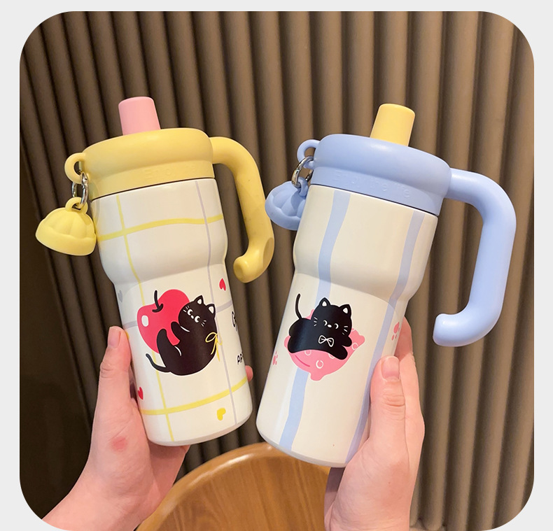 新款卡通保温杯可爱小猫大容量冰霸杯高颜值女生手柄杯吸管杯详情19