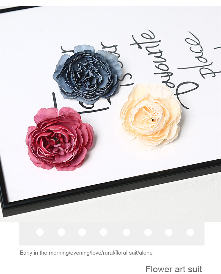 高级焦边牡丹仿真花头复古渐变多色手工DIY发饰胸花配件假花批发详情11