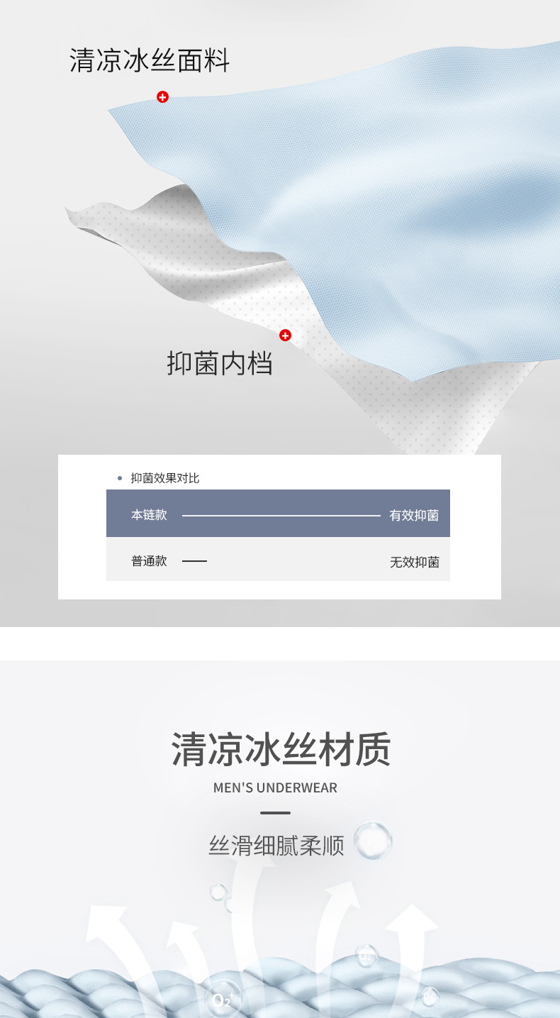 猫人冰丝男士内裤男平角裤衩学生双层内档透气舒适纯色四角短裤头详情16
