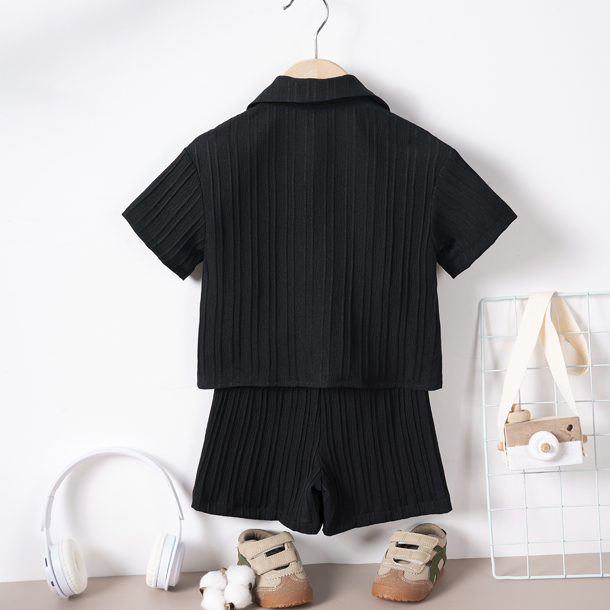 Hombre niño verano conjunto de camiseta de color sólido solo abotonado niños blusa de solapa manga corta aliexpress burst medio bebé niño pic 16