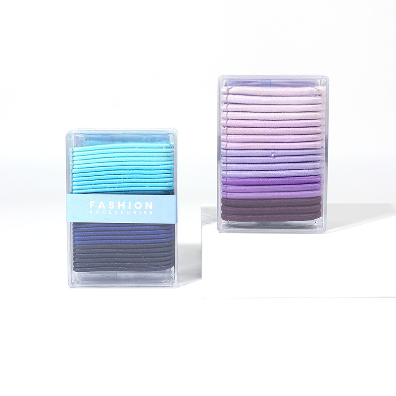 辉运渐变色发绳盒装高级感高弹力不伤发皮筋粗细混合组合装发圈详情5