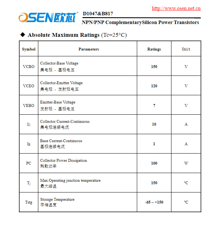 B817/D1047 Ouxin factory power amplifier audio pair 100w audio transistor KTB688/KTD718 pic 4