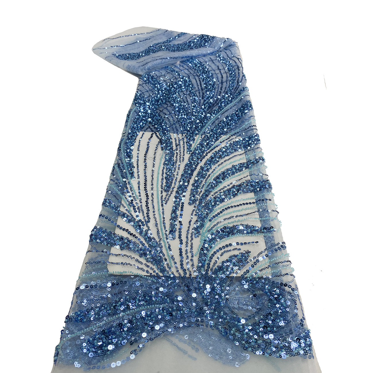 工厂现货珠管珠子亮片网布蕾丝绣花婚纱礼服面料EMBROIDERYLACE详情16