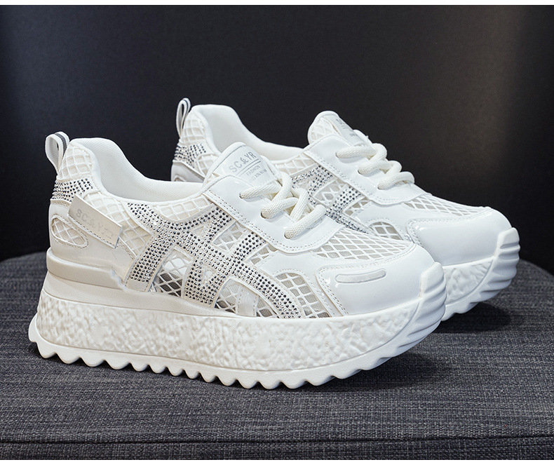 小个子厚底小白鞋女2025夏款轻奢爆款浅口透气运动增高休闲老爹鞋详情27