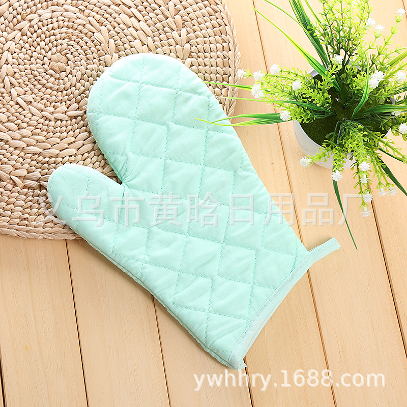 【 Chi Jia 】 Polyester-cotton single-color thickened and enlarged oven baking high-temperature resistant, heat-resistant and heat-insulating microwave gloves gift pic 5
