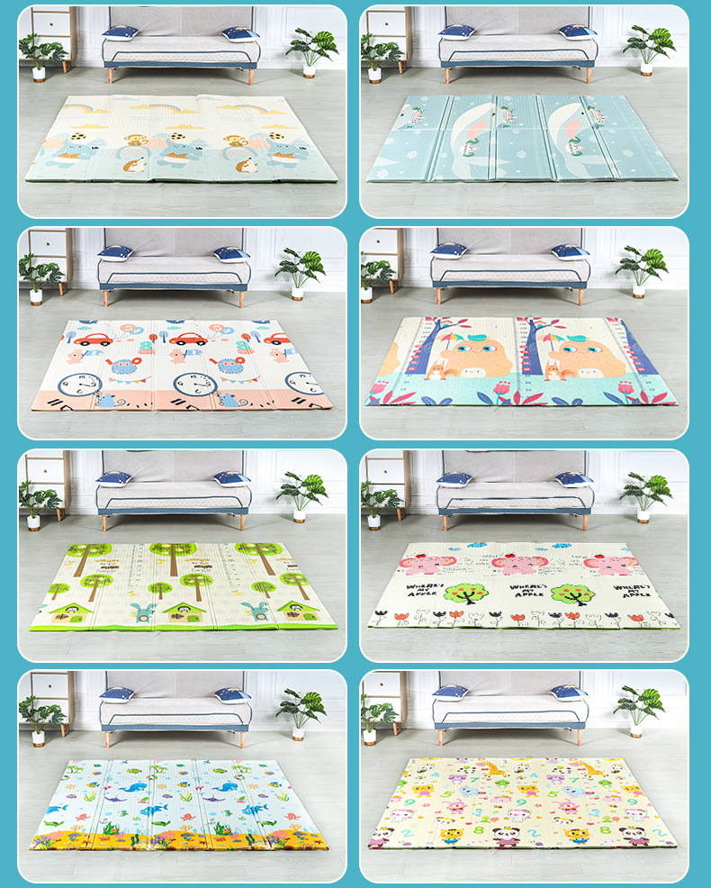 批发XPE爬爬垫加厚儿童双面印花可折叠泡沫垫宝宝爬行垫家用地垫详情9