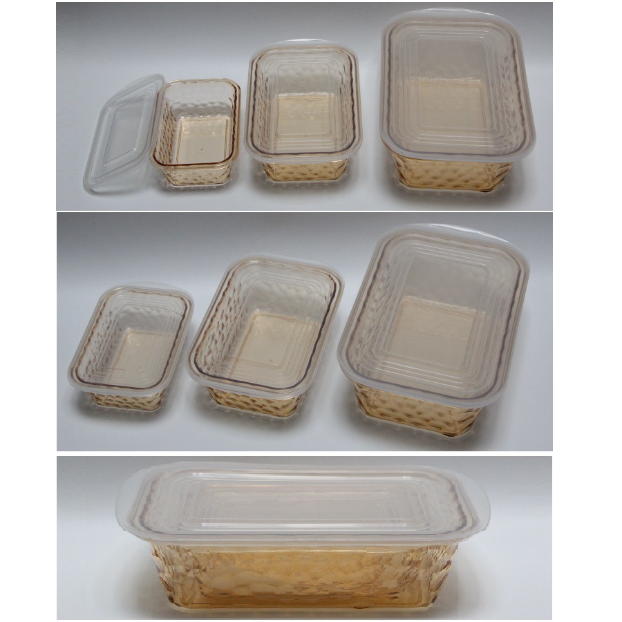 Plastic round three-piece food storage boxes and rectangular plastic three-piece refrigerator storage boxes for foreign trade products pic 10
