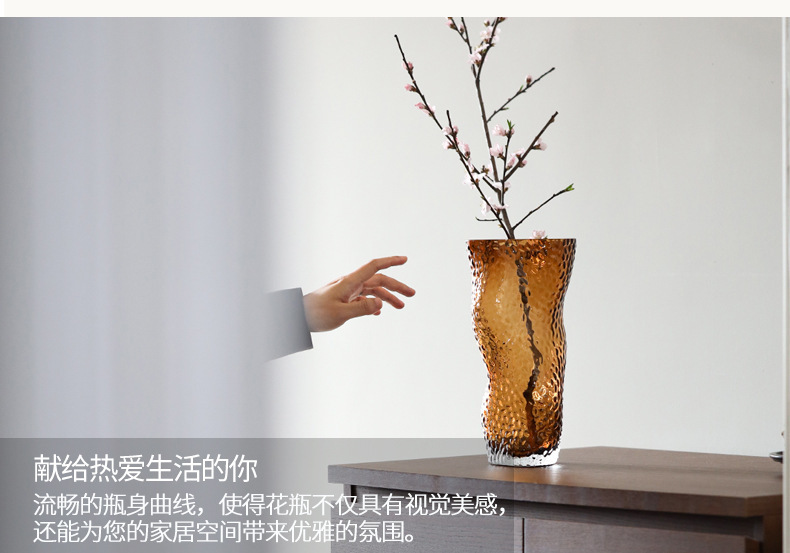 Fuya Glass Modern, simple, creative, irregular and dynamic glass vase, transparent colored glass vase for office desktop pic 10