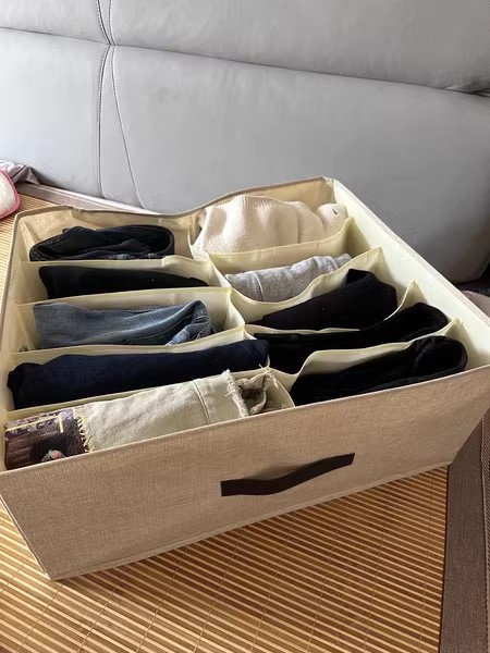 Double-row pants storage box, home clothes organizing box, wardrobe compartments for clothes storage, drawer layering magic tool pic 11