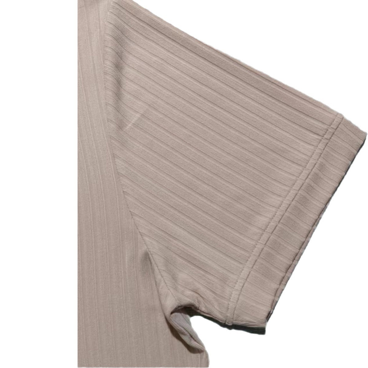 Temu跨境速卖通2025新款男士短袖上衣坑条V领修身短袖亨利T恤衫夏详情28