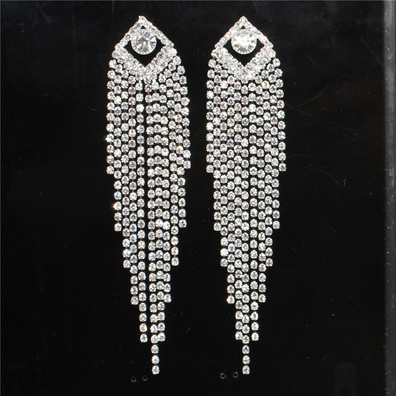 爪链流苏链装饰耳环长款耳针钻链耳饰品女孩首饰铜爪烧焊厂家直销详情8