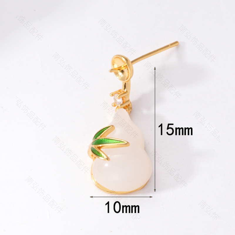 S925 Silver Needle Pearl Stud Earrings, micro-inlaid natural white shell butterfly semi-finished earrings, hollow base diy accessories pic 12